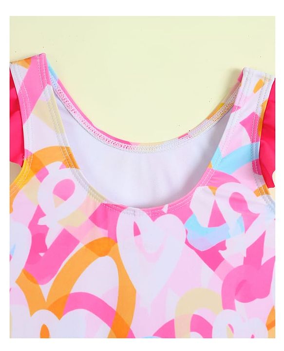 Babyhug Sleeveless Printed V Cut Swimsuit - Multicolor