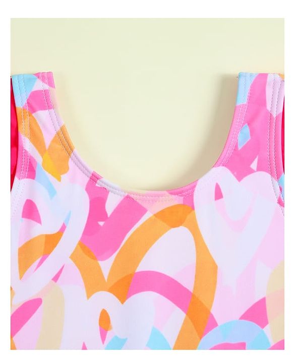 Babyhug Sleeveless Printed V Cut Swimsuit - Multicolor