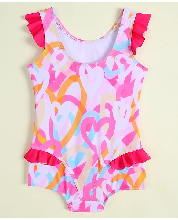 Babyhug Sleeveless Printed V Cut Swimsuit - Multicolor