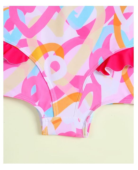 Babyhug Sleeveless Printed V Cut Swimsuit - Multicolor