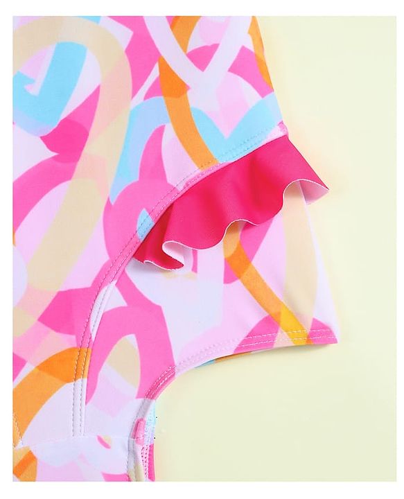Babyhug Sleeveless Printed V Cut Swimsuit - Multicolor