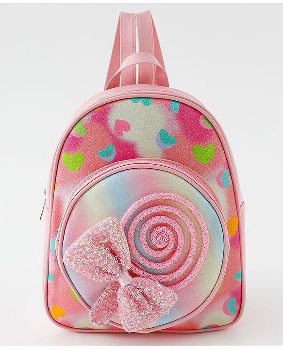 Babyhug Fashion Backpack with Bow Applique & Hear Design - Multicolor