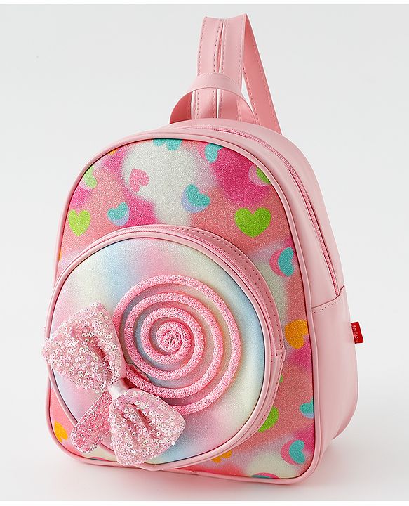 Babyhug Fashion Backpack with Bow Applique & Hear Design - Multicolor