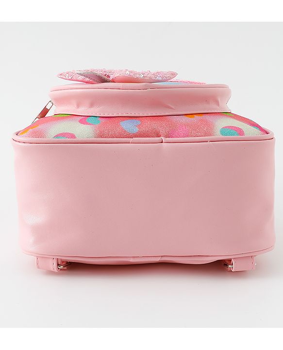 Babyhug Fashion Backpack with Bow Applique & Hear Design - Multicolor