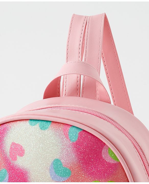 Babyhug Fashion Backpack with Bow Applique & Hear Design - Multicolor