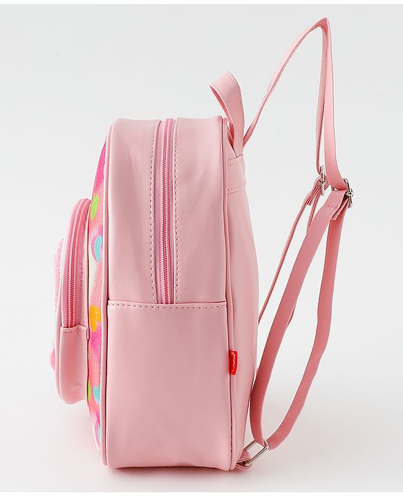 Babyhug Fashion Backpack with Bow Applique & Hear Design - Multicolor