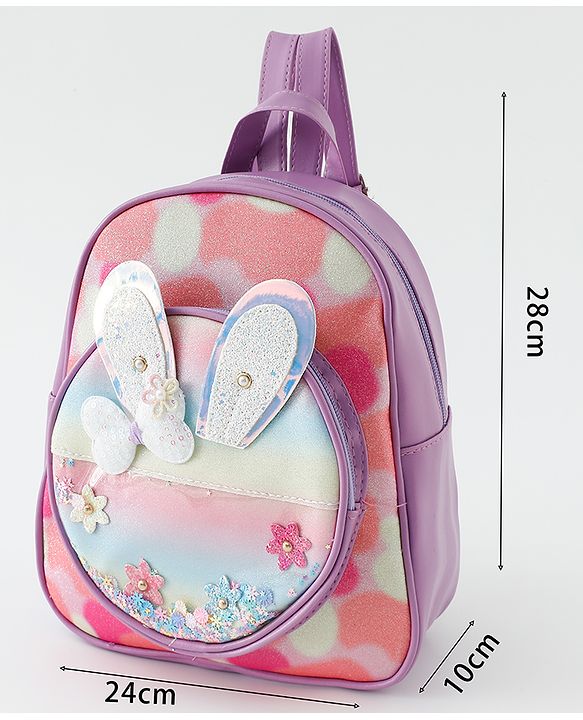 Babyhug Fashion Backpack With Butterfly & Floral Applique - Multicolour