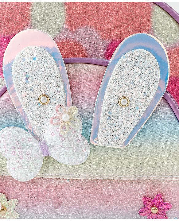 Babyhug Fashion Backpack With Butterfly & Floral Applique - Multicolour
