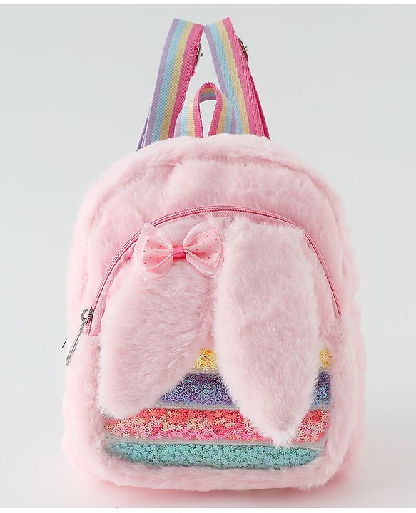 Babyhug Free Size Fashion Backpacks With Bunny Ear Applique - Pink