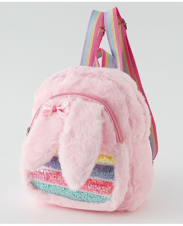 Babyhug Free Size Fashion Backpacks With Bunny Ear Applique - Pink