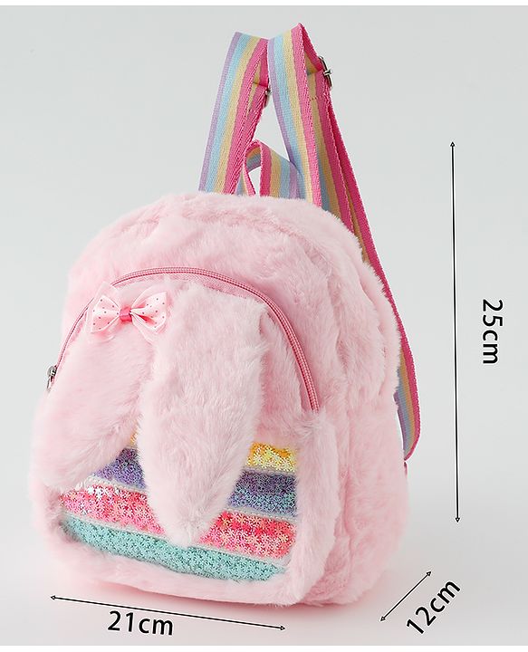 Babyhug Free Size Fashion Backpacks With Bunny Ear Applique - Pink