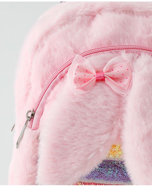 Babyhug Free Size Fashion Backpacks With Bunny Ear Applique - Pink