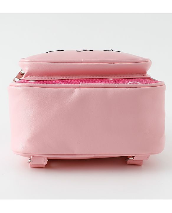 Babyhug Fashion Backpack with Bunny & Glitter Detailing - Pink