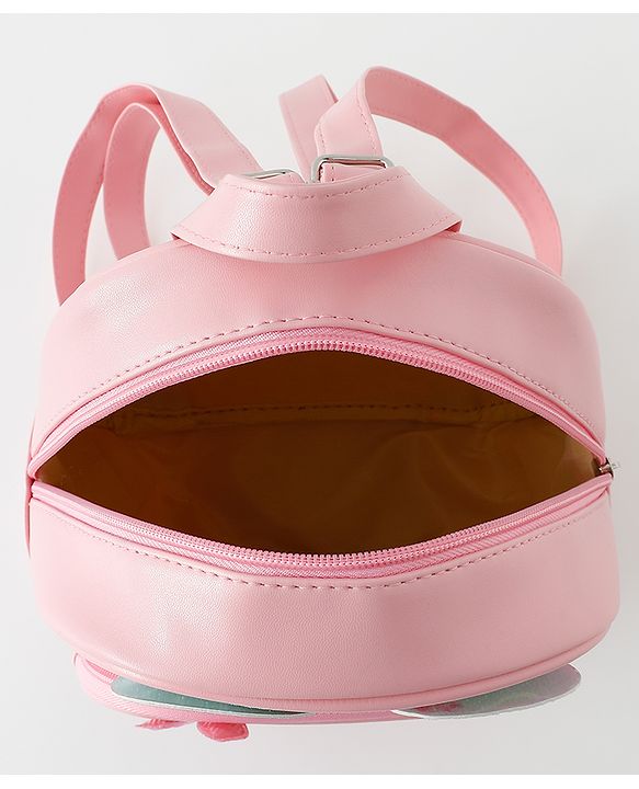 Babyhug Fashion Backpack with Bunny & Glitter Detailing - Pink
