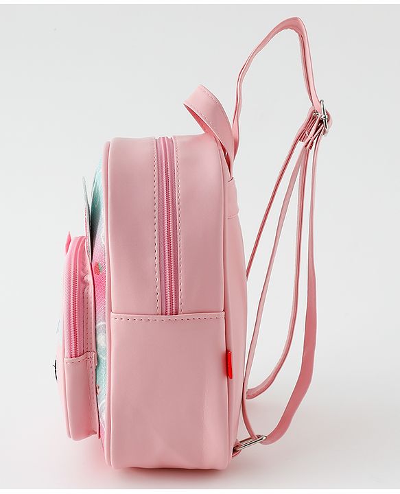 Babyhug Fashion Backpack with Bunny & Glitter Detailing - Pink