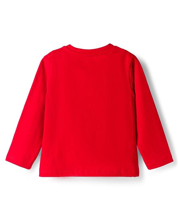 Babyhug Knit Full Sleeves Night Suit With Floral Print - Red