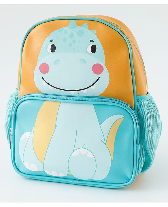 Babyhug Free Size Fashion Backpacks With Dino Design - Yellow & Blue