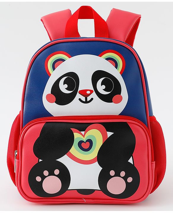 Babyhug Free Size Fashion Backpacks With Panda Design - Navy Blue & Pink
