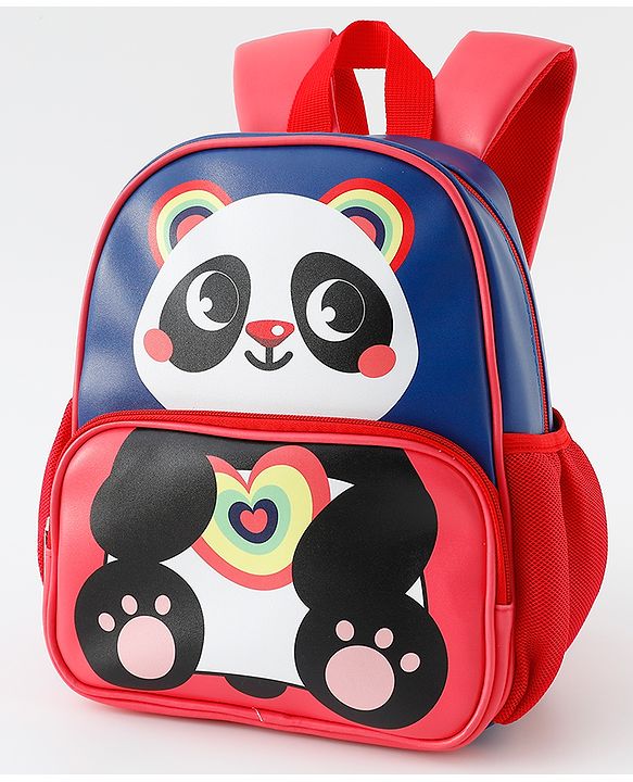Babyhug Free Size Fashion Backpacks With Panda Design - Navy Blue & Pink