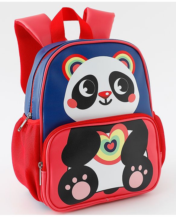 Babyhug Free Size Fashion Backpacks With Panda Design - Navy Blue & Pink