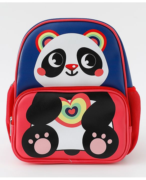 Babyhug Free Size Fashion Backpacks With Panda Design - Navy Blue & Pink