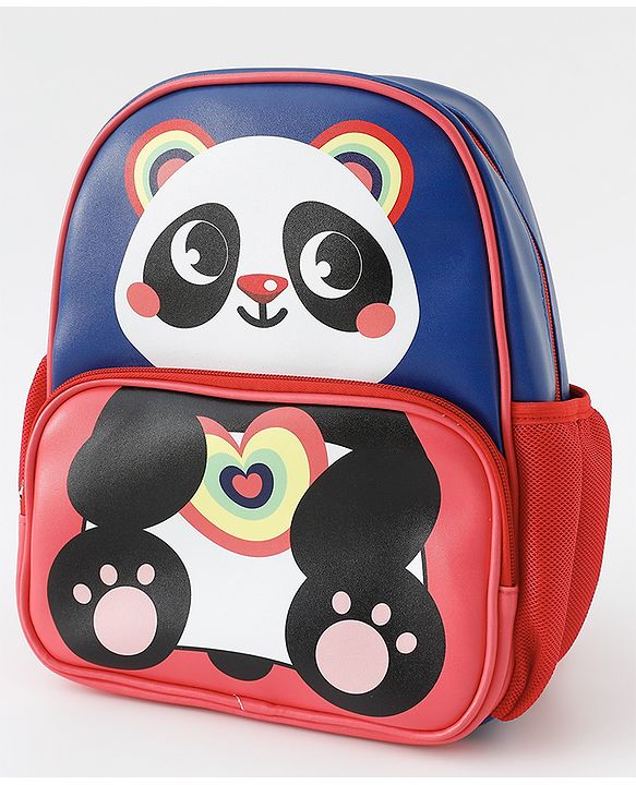 Babyhug Free Size Fashion Backpacks With Panda Design - Navy Blue & Pink