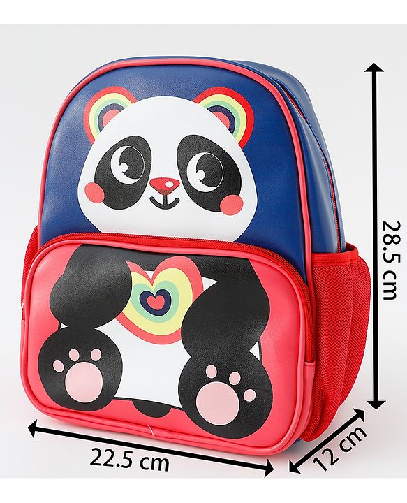 Babyhug Free Size Fashion Backpacks With Panda Design - Navy Blue & Pink