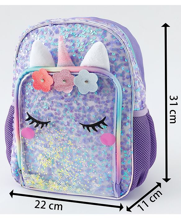 Babyhug Free Size Fashion Backpacks With Unicorn Sequins Design - Light Blue