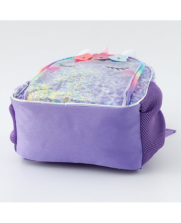 Babyhug Free Size Fashion Backpacks With Unicorn Sequins Design - Light Blue