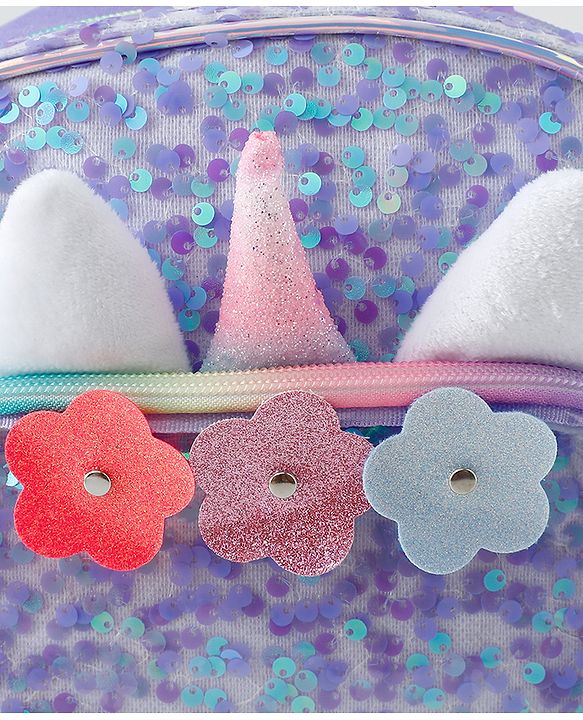 Babyhug Free Size Fashion Backpacks With Unicorn Sequins Design - Light Blue