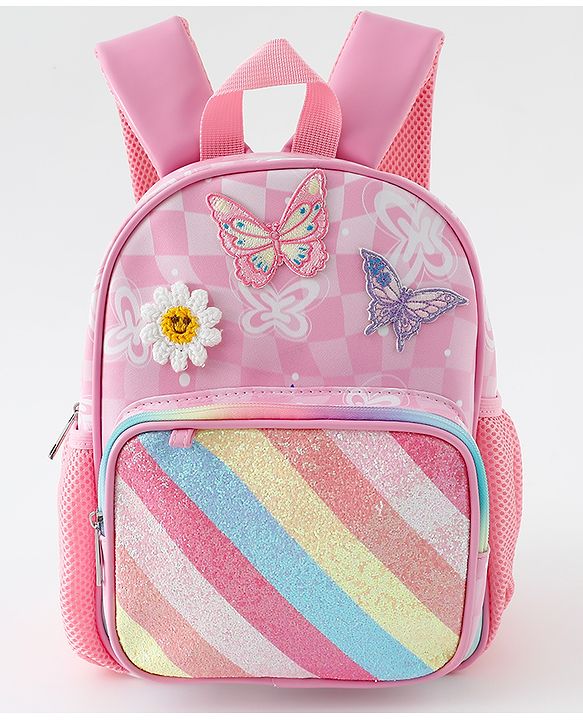 Babyhug Free Size Fashion Backpacks With Butterfly Design & Applique - Multicolour