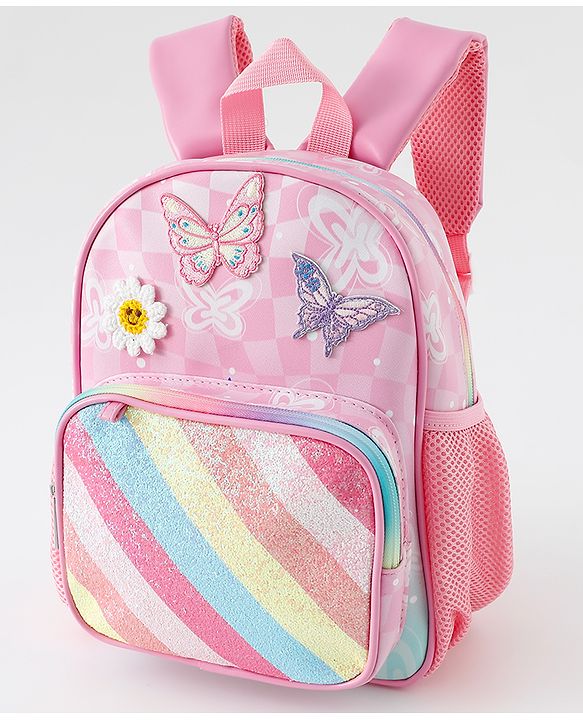 Babyhug Free Size Fashion Backpacks With Butterfly Design & Applique - Multicolour