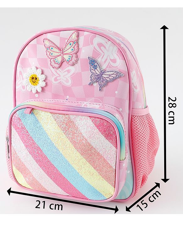 Babyhug Free Size Fashion Backpacks With Butterfly Design & Applique - Multicolour