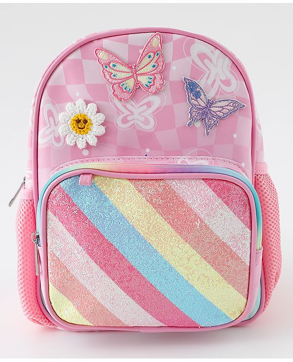 Babyhug Free Size Fashion Backpacks With Butterfly Design & Applique - Multicolour
