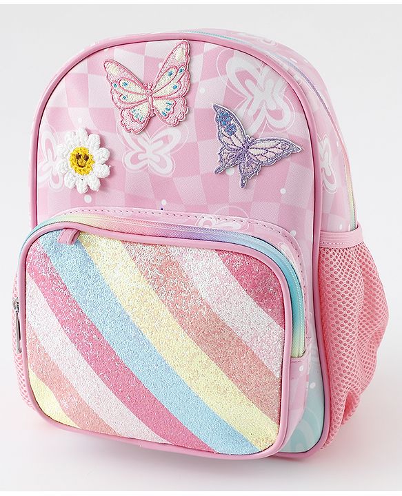 Babyhug Free Size Fashion Backpacks With Butterfly Design & Applique - Multicolour