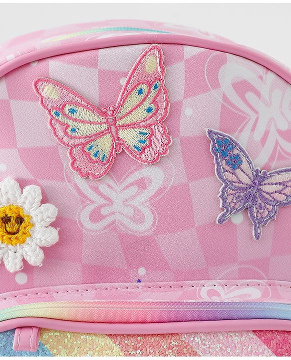 Babyhug Free Size Fashion Backpacks With Butterfly Design & Applique - Multicolour