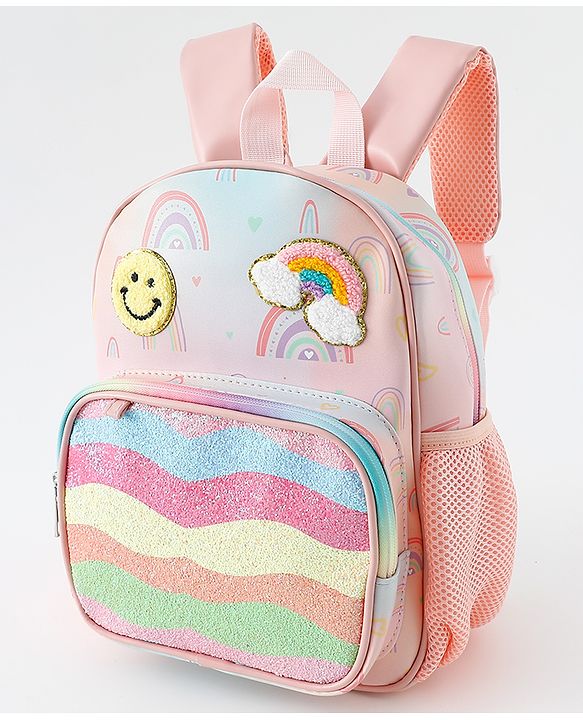 Babyhug Free Size Fashion Backpacks With Rainbow Design & Applique - Multicolour