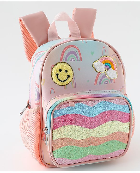 Babyhug Free Size Fashion Backpacks With Rainbow Design & Applique - Multicolour