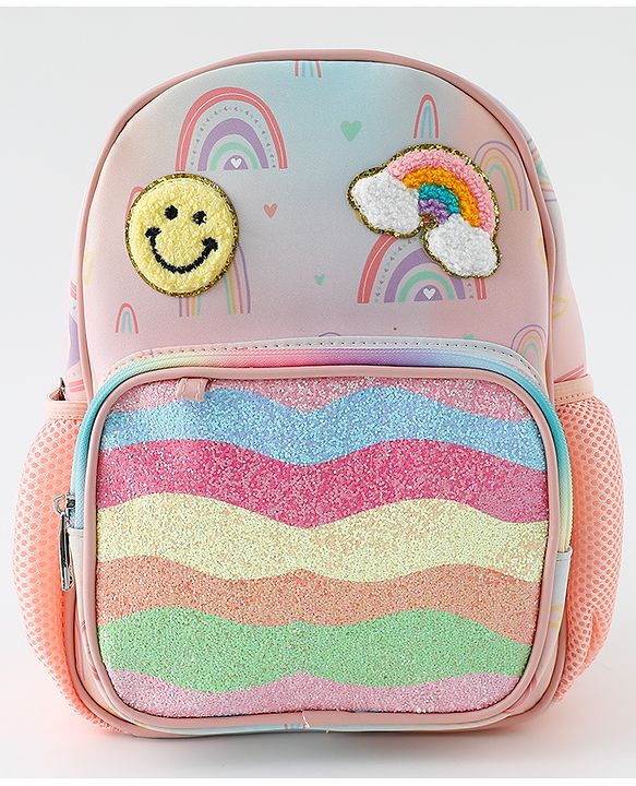 Babyhug Free Size Fashion Backpacks With Rainbow Design & Applique - Multicolour