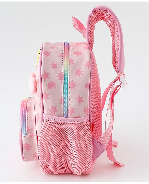Babyhug Free Size Fashion Backpack with Floral Print &  Applique - Pink