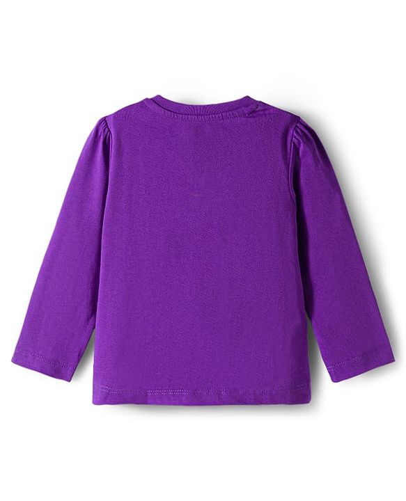 Babyhug Knit Full Sleeves Night Suit With Text Print - Purple