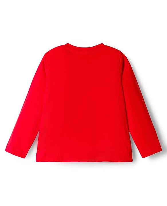 Babyhug Knit Full Sleeves Night Suit With Text Print - Red