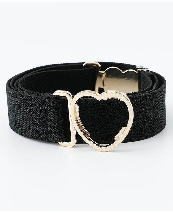 Babyhug Belts with Heart Shaped Buckle - Black