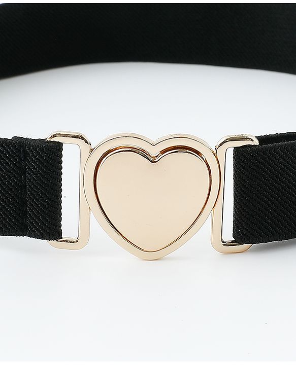 Babyhug Belts with Heart Shaped Buckle - Black