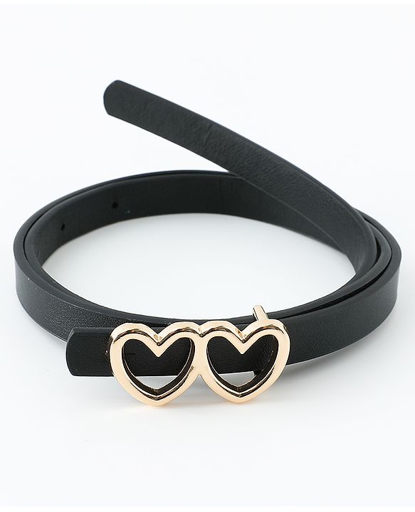 Pine Kids Belt with Heart Shape Buckle - Black