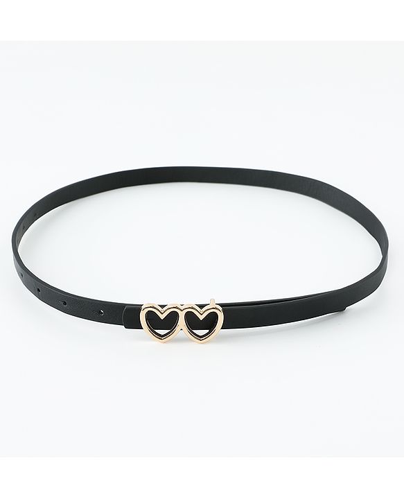Pine Kids Belt with Heart Shape Buckle - Black