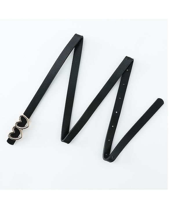 Pine Kids Belt with Heart Shape Buckle - Black