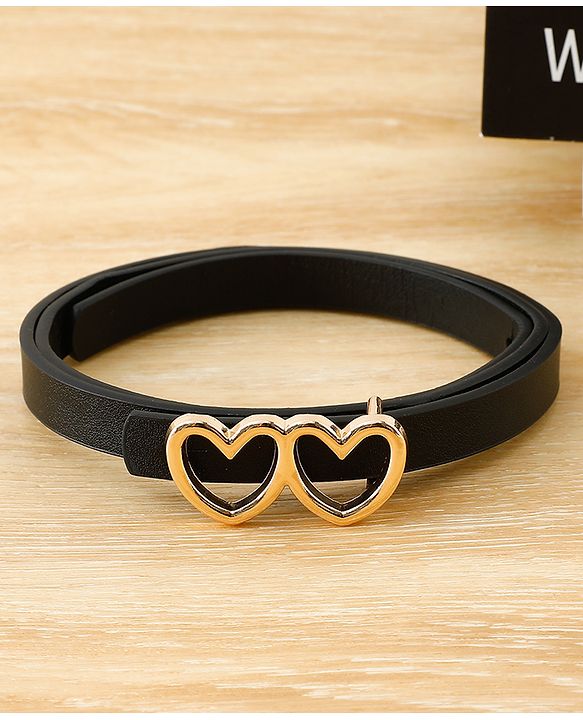 Pine Kids Belt with Heart Shape Buckle - Black