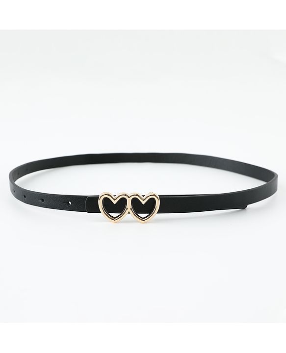 Pine Kids Belt with Heart Shape Buckle - Black
