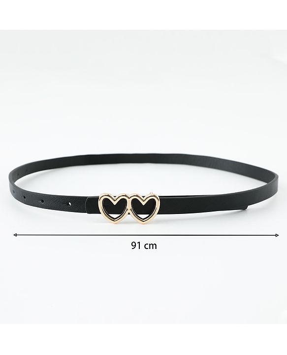 Pine Kids Belt with Heart Shape Buckle - Black